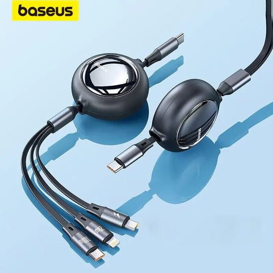Retractable 100W 3 in 1 Fast USB Cable for Android/iPhone and Micro USB